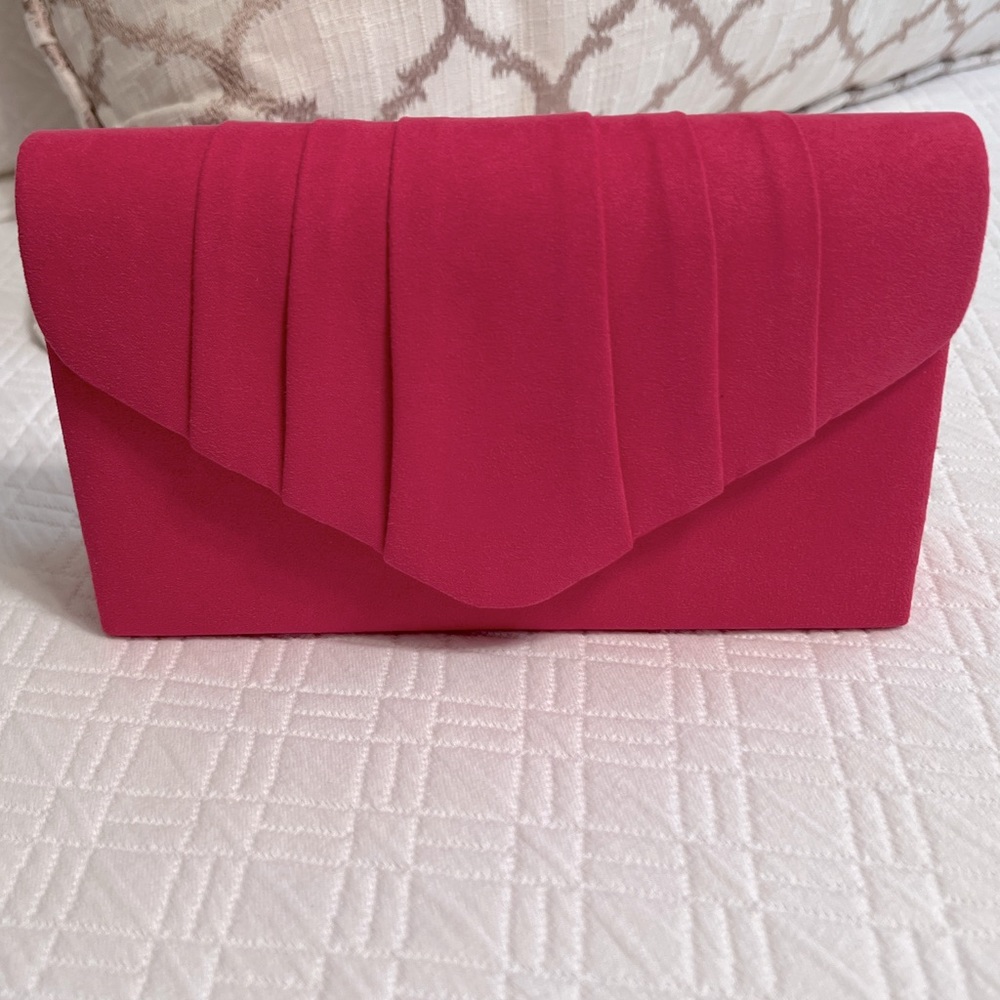Pink Suede Clutch Purse